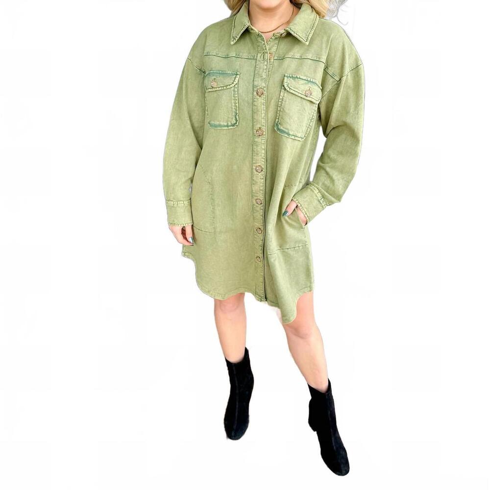 NEW IVY JANE knit shacket dress in olive